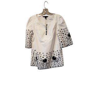 Marc Jacobs blouse cotton hand embroidered size 4  Oversized
